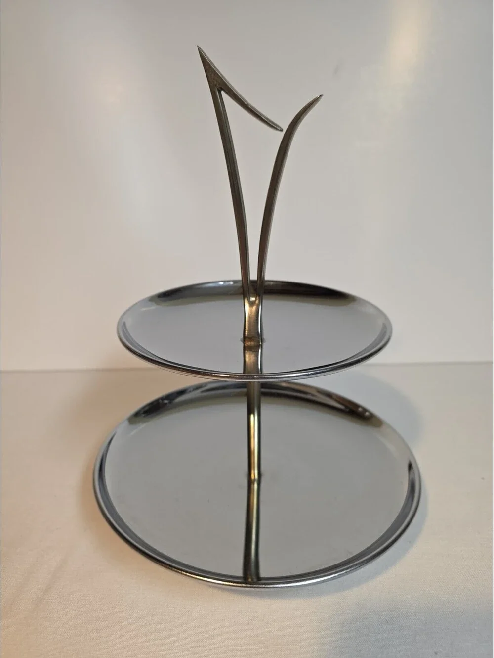 Kromex MCM 11” Atomic 2 Tier Tidbit Serving Tray Chrome